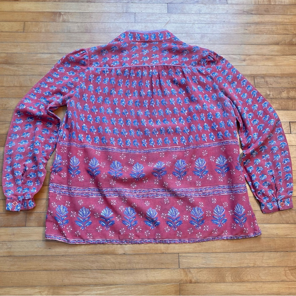 1970s FRITZI CALIFORNIA Vintage India Type Blouse Top Shirt Airy Bohemian Pink - Picture 5 of 10
